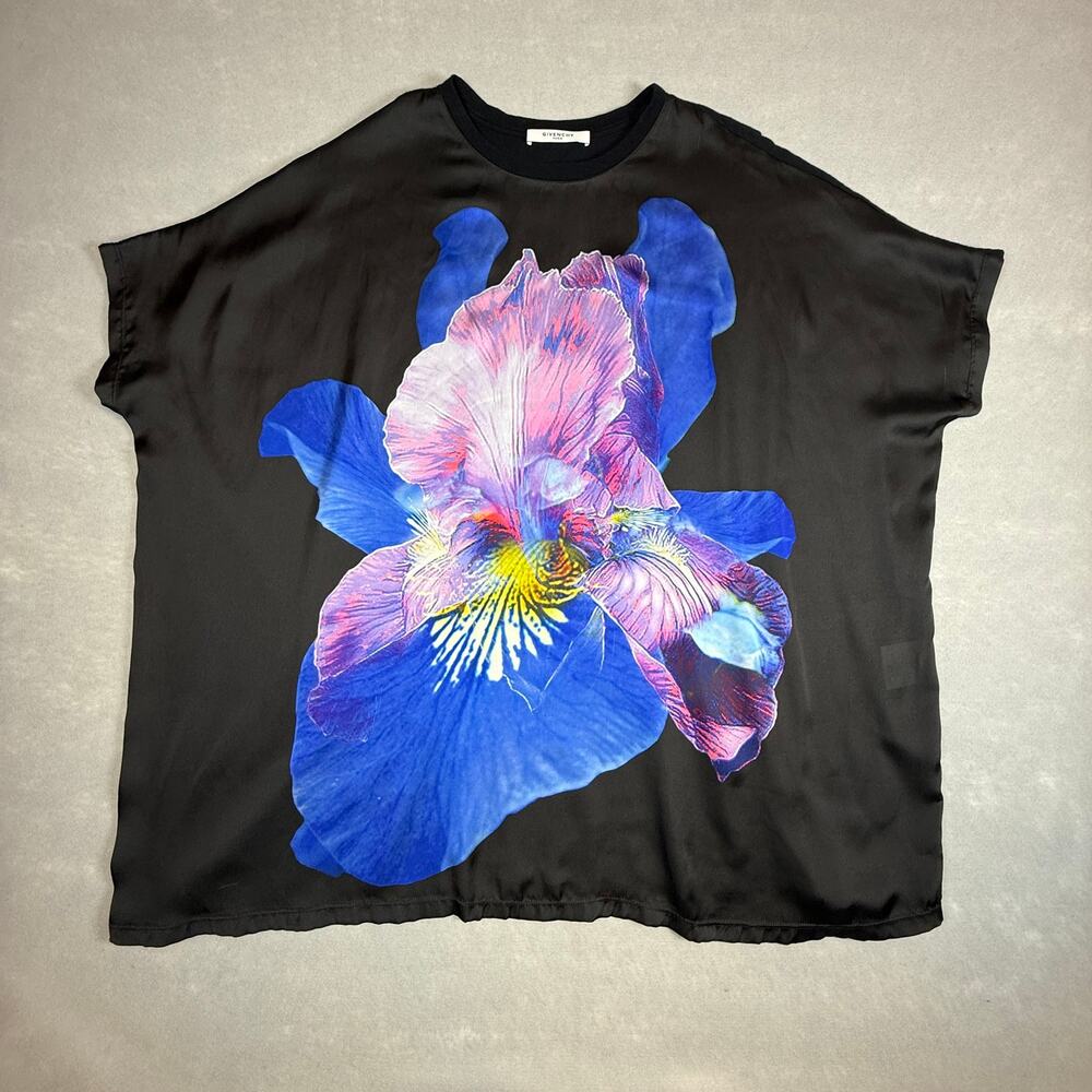Givenchy SS 2012 Iris print t-shirt black Oversized Satin Graphic size M